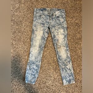 Free People Light Blue Floral Skinny Jeans